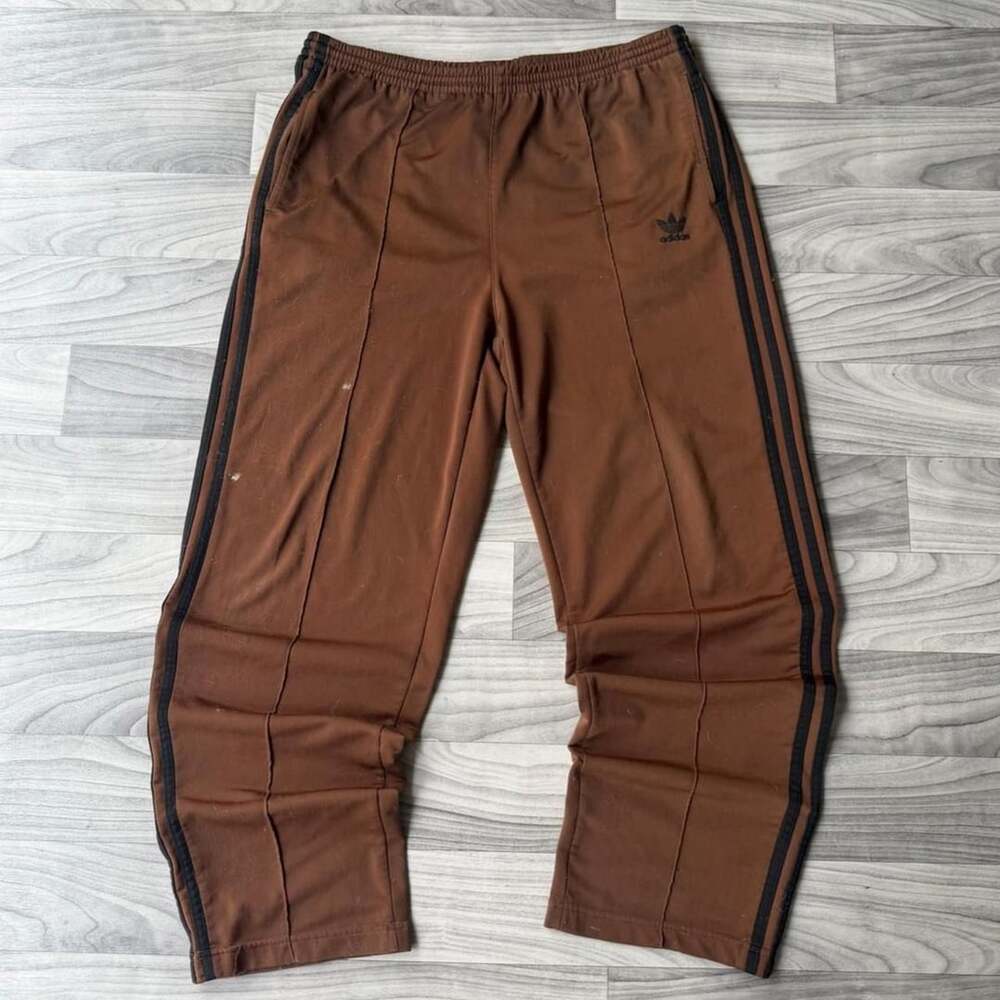 Adidas Brown Striped Baggy Sweatpants Size M Y2K